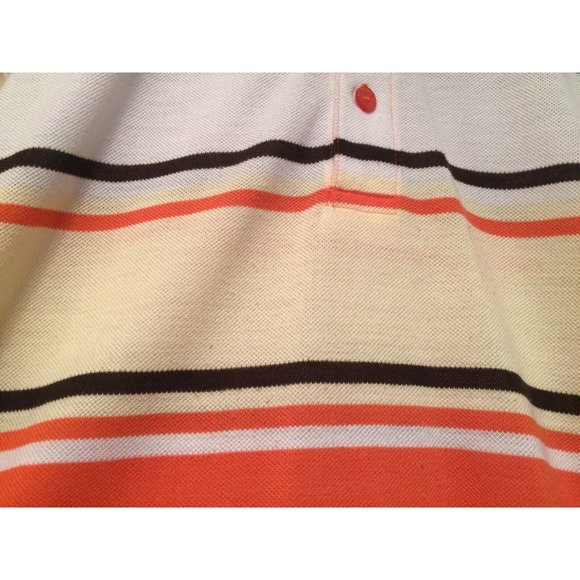 Design Lab Premium Polo Short Mens XL 3 Button Striped Multi Color Orange Yellow - Picture 11 of 12
